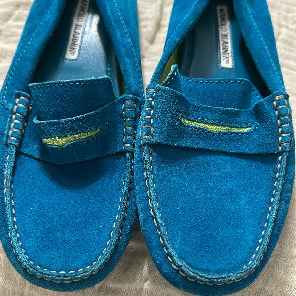 Manolo Blahnik suede penny loafers women’s 8 1/2